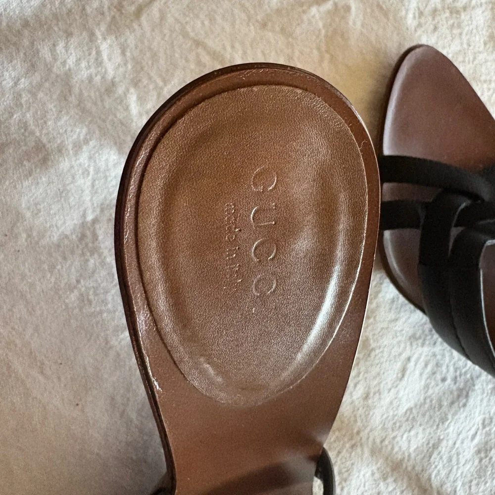 Gucci Black Brown Leather Stiletto Heels - Picture 3 of 9